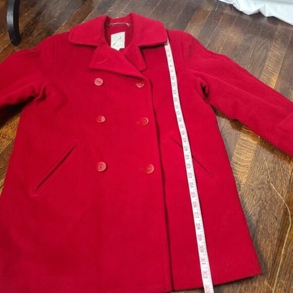 Vintage 80's 90's Barraza Red Wool Double Breasted Peacoat - Picture 11 of 13